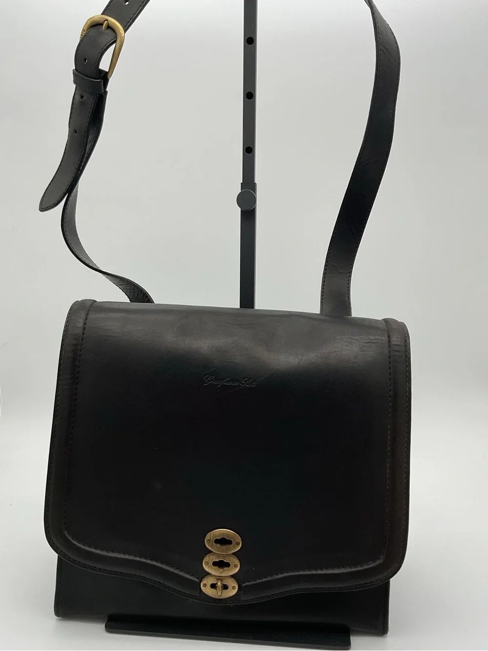 Gianfranco Sisti made In Italy Black Leather Crossbody